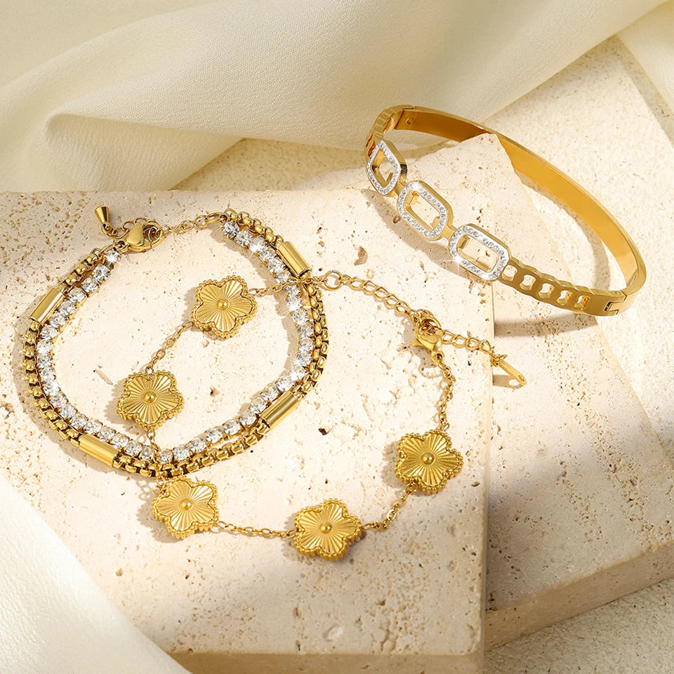 Stunning Gold Stacked Bangles Set™