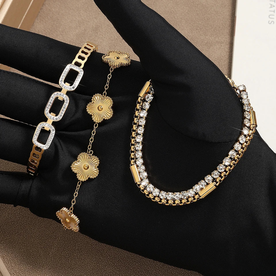Stunning Gold Stacked Bangles Set™