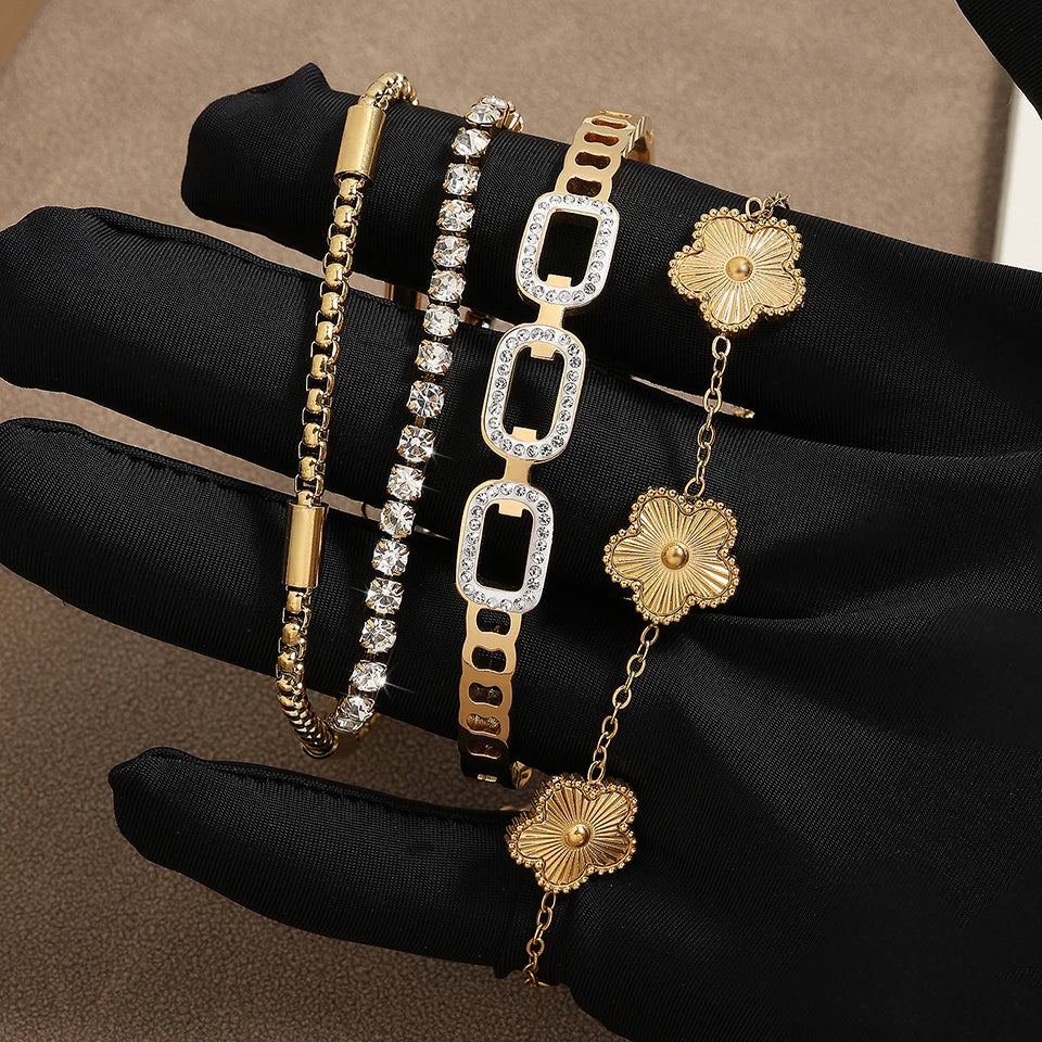 Stunning Gold Stacked Bangles Set™